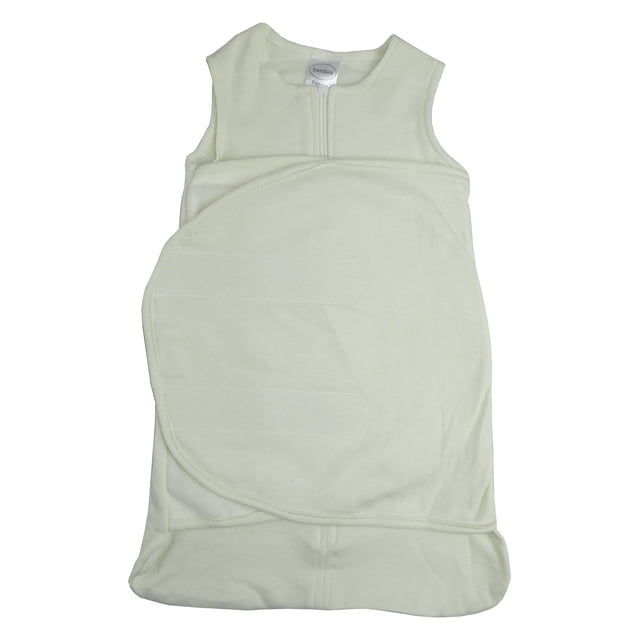Preemie Interlock Swaddle Blanket in off-white, crafted from 100% cotton interlock fabric. Features a Velcro closure for easy and secure swaddling. Designed for preemie-sized babies, it helps prevent colic and may reduce the risk of SIDS.