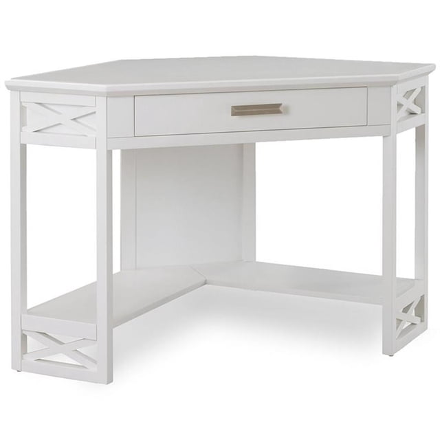 Bowery Hill Bureau d'Ordinateur de Bureau d'Angle en Bois Massif, Blanc