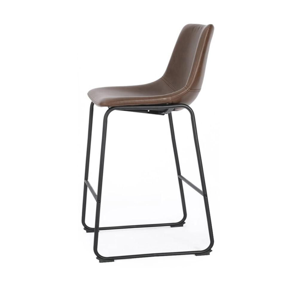 TABOURET LANDON 30" avec cuir PU et structure en acier thermolaqué noir mat ENSEMBLE DE 2