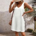 thumbnail image 4 of Timegard Robes pour Femmes Col en V Été Décontracté Robes T-Shirt Sortie de Plage Robe Débardeur avec Poches, 4 of 7