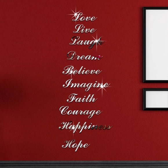 Binwennn Wall Stickers Letters School Wall Decals Wall Decals for Bedroom Women Acrylic Silver Effect Quote Word Art Stair Decals Wall Sticker Home