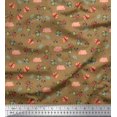 thumbnail image 1 of Soimoi Brown polyester Crepe Fabric Honey Bee & Bettle Bee Insects Print Sewing Fabric BTY 52 Inch Wide, 1 of 1