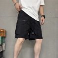 thumbnail image 1 of Mens Shorts, Mens Casual Solid Color Casual Drawstring Pockets Elastic Loose Sports Shorts, 1 of 4