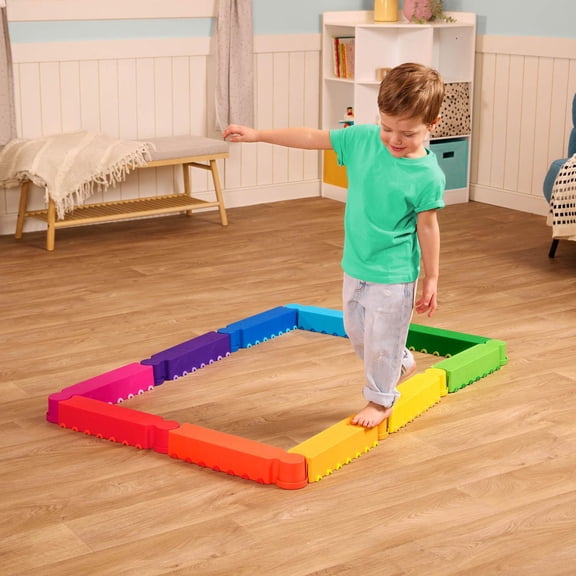 Jeu d’équilibre Battat Rainbow Ridge avec poutres — Ensemble d’activités comprenant 10 pièces en plastique, jouet pour tout-petits et enfants d’âge préscolaire.