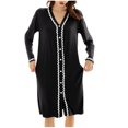 thumbnail image 1 of Timegard Chemise de Nuit pour Femmes à Boutons, Col en V, Manches Longues, Chemises de Sommeil, Pyjama Décontracté, Robe de Maison Confortable, 1 of 8