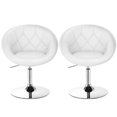 thumbnail image 2 of Patiojoy Ensemble de 2 Tabourets de Bar Pivotants Modernes Hauteur Réglable Dossier Rond Capitonné Chaise d'Appoint Blanc, 2 of 9