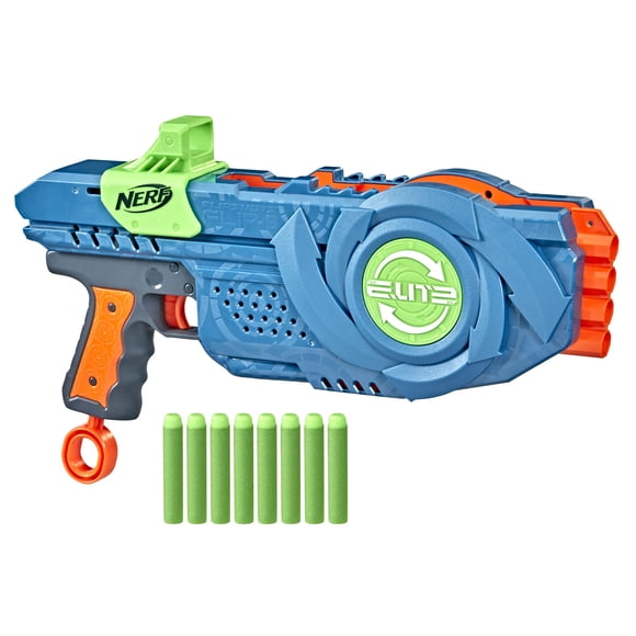 NERF Elite 2.0 Flipshots Flip-8 Blaster, Rotating Dart Barrels, 8-Dart Capacity, 8 Elite Darts, Toy Foam Blasters, Kids Outdoor Games & Toy