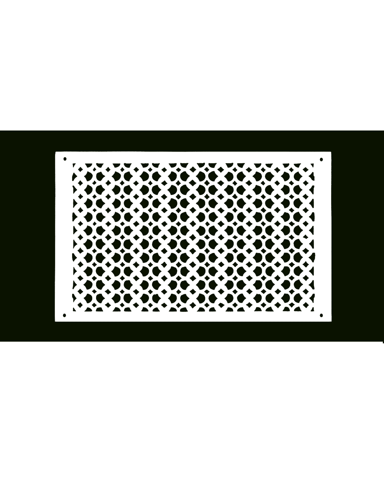 Air Return Grill 12" X 24" with holes & screws, faceplate Size 13-1/2" x 26". Decorative cast aluminum HVAC vent cover, powder-coated, repaintable, Tudor Mushroom design (VR100).