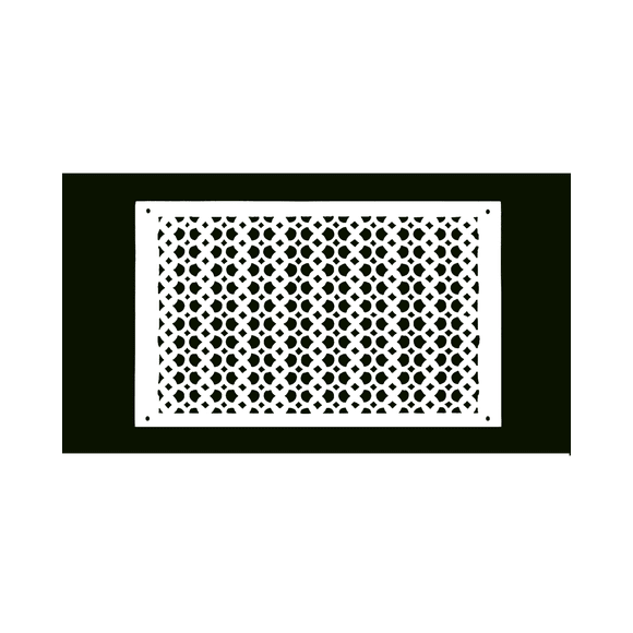 Air Return Grill 12" X 24" with holes & screws, faceplate Size 13-1/2" x 26" . Decorative cast aluminum HVAC vent cover, powder-coated, repaintable, Tudor Mushroom design (VR100).