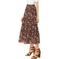 thumbnail image 4 of Unique Bargains Women's Floral Print Elastic Waist Ruffle Maxi Tiered Skirt, 4 of 6