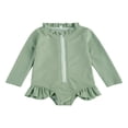 thumbnail image 1 of Maillot de Bain à Manches Longues pour Bébé Fille, Haut anti-UV à Volants avec Fermeture Éclair, 1 of 6