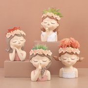 Flower Pots Cartoon Girl Succulents Plant Pot Outdoor Indoor Garden Planters  Cactus Planter Indoor Outdoor Plant Containers  Cute Plants Flower Pot