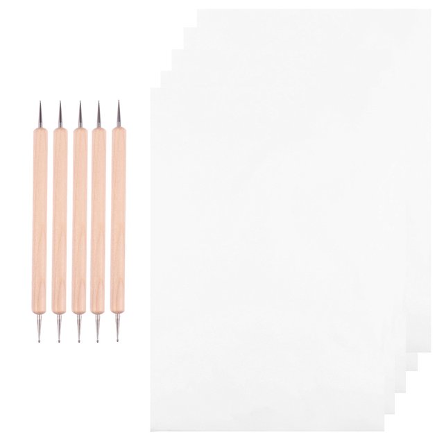 150 Pcs Papier Carbone de Transfert au Graphite et Papier de Calque avec 5 Pcs Outils de Pointage à Double Extrémité pour Bois Papier Pierre