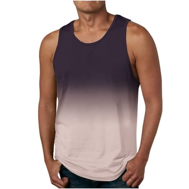 Men Tank Top,New Men's Gradient Color 3D Print Vest Pullover Casual Sports Sleeveless Crewneck Blouses Tops