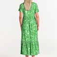 thumbnail image 4 of Penkiiy Robe à Manches Courtes pour Femmes, Imprimé Brillant, Ample, Unie, Décontractée, d'Été, Fluide, à Étages, Longue Maxi avec Poches, m Vert, 4 of 8