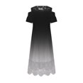 thumbnail image 4 of FAVIPT Robes pour Femmes Été Décontractées Grande Taille Coupe Ample Robes en Dentelle Manches Courtes Col Rond Robe Patchwork à Volants Robes Élégantes 2025 Noir,TTTTG, 4 of 5