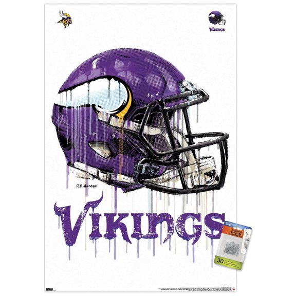 NFL Minnesota Vikings - Drip Helmet 20 Wall Poster, 22.375" x 34" Framed