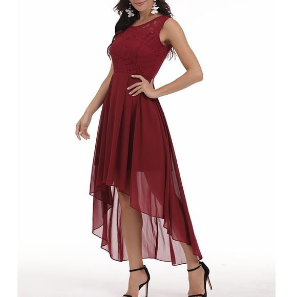 Gspmoly Dresses for Women Plus Size, Women'S Floral Lace Hi-Lo Bridesmaid Dress Sleeveless Formal Wedding Maxi Dress Women'S Formal Dresses Deals