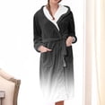 thumbnail image 2 of Meichang Women's Plush Fleece Robe Gradient Long Sleeve Shawl Collar Winter Bathrobe Mid Length Soft Fuzzy Fluffy Robe with Belt Loungewear, 2 of 4
