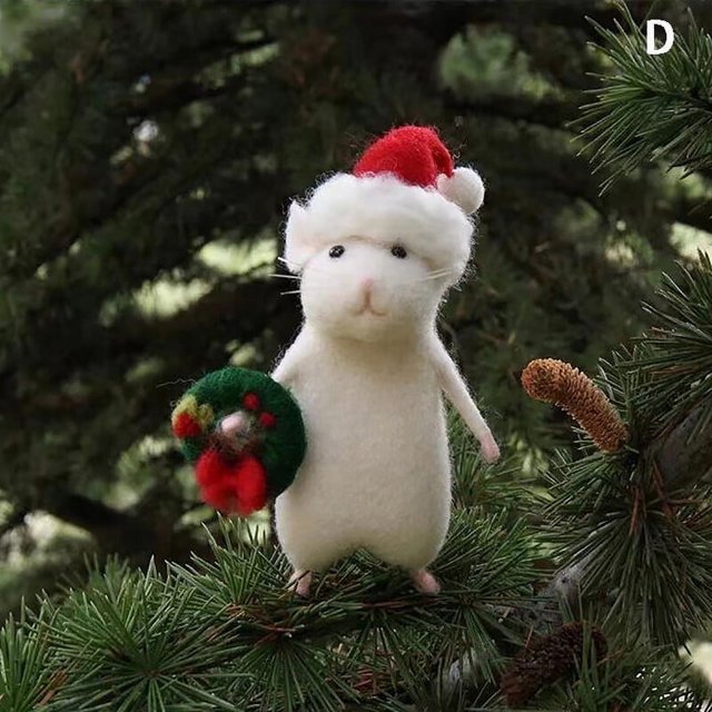 1PC Christmas Halloween Mouse With A Pumpkin Handmade DIY Wool Felt Mouse