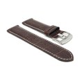 thumbnail image 3 of 24mm Mens' Alligator Style Leather Watch Strap Band, White Stitching, Stainless Steel Buckle, 3 of 7
