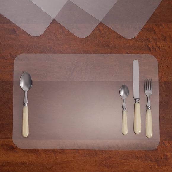 Clear Washable Placemats, Plastic Rectangle Placemats, Plastic Placemats Matte Translucent Heat Resistant Non-Slip Washable Table Mats for Dining Table,Kitchen,Crafting and Shelf Liner
