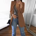 thumbnail image 2 of Women Open Front Pockets Cardigan Formal Suit Long Sleeve Blouse Coat, 2 of 6