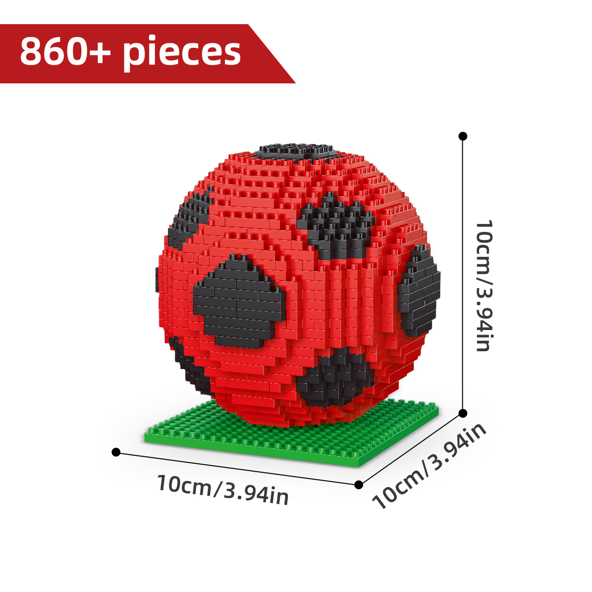 Soccer Building Blocks 860Pieces Micro Building Set STEM Educational Toy for Kids Ages 14+ Red Football Bricks for Gifts