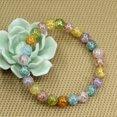 thumbnail image 3 of Bracelet Extensible Unisexe en Perles Rondes de 8 mm en Quartz Craquelé Multicolore Aura Aqua Naturelle, 3 of 5