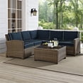 thumbnail image 2 of Afuera Living Modern 4 Piece Wicker Patio Sectional Set in Brown and Navy, 2 of 10