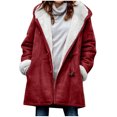 thumbnail image 2 of PVCS Womens Warm Faux Coat Jacket Winter Button Solid Long Sleeve Outerwear, 2 of 5