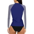 thumbnail image 4 of Charmo Women's Striped Rash Guard UPF 50+ Long Sleeve Swimsuit Top Swim Shirts, 4 of 5
