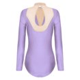 thumbnail image 4 of Linjinx Women Sheer Mesh Long Sleeve Bodysuit Shiny Rhinestone Ballet Dance Gymnastics Leotard LightPurple XXL, 4 of 7