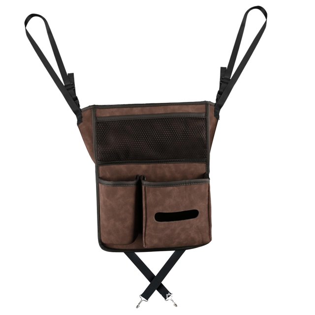 funtasica Car Back Seat Hanging Storage Organizer with Pockets Adjustable Backseat Bottle Brown