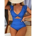 thumbnail image 1 of Charmo Ruffled One Piece Swimsuit for Women High Cut Bathing Suits Backless Monokini Swimwear, 1 of 6
