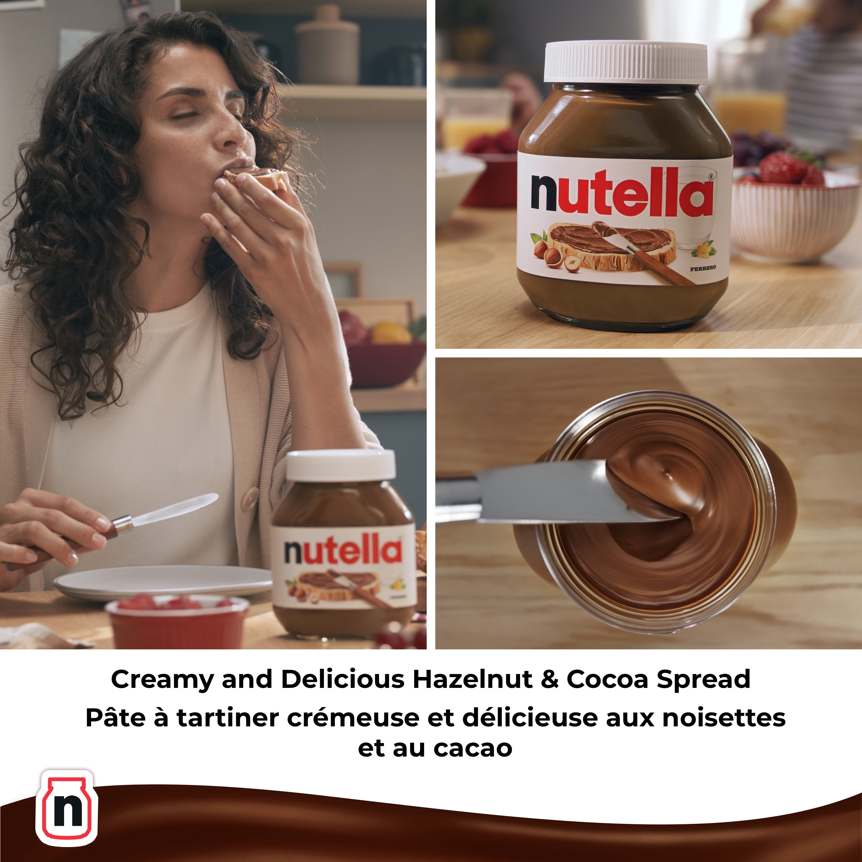 NUTELLA Hazelnut Spread with Cocoa for Breakfast, 725 g Jar, Pack of 2 Jars