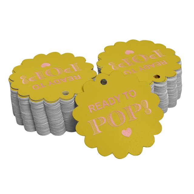 Inkdotpot 50 Pack Ready To Pop Baby Shower Favor Paper Tags Craft Real Rose Gold Foil Hang Tags