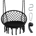 thumbnail image 1 of Gymax Chaise Hamac avec Coussin, Trousse de Quincaillerie de Suspension, Intérieur Extérieur, Noir, 1 of 10