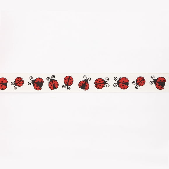 UNIQUE CREATIV, Ribbon, Printed Woven, Ladybug, 20mm × 5.4m (0.78" × 18ft)