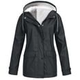 thumbnail image 1 of Aqestyerly Women Raincoat Windproof Hooded Jacket Outdoor Solid Color Lightweight Rain Jacket With Pockets HWRETIE, 1 of 1