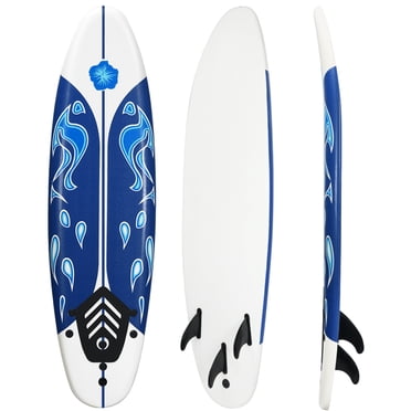 Patiojoy 6' Surfboard Inflation-free Long Surfing Board with Safety Leash White