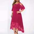 thumbnail image 3 of LSLJS Robe Grande Taille pour Femmes Aguichant à Volants Sans Bretelles à Empiècements en Dentelle à Manches Courtes, Robe Grande Taille, 3 of 7
