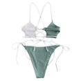 thumbnail image 4 of Women Striped Push Up High Cut Hight Waist Halter Bikini Set Two Piece Swimsuit, 4 of 6