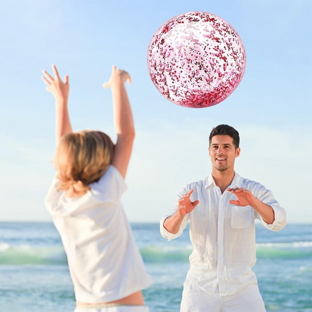 Inflatable Glitter Transparent Beach Ball for Water Play and Outdoor Sports, PVC with Sequin Light Refraction, 30cm, Easy to Carry for Pool, Beach, and Lake Fun