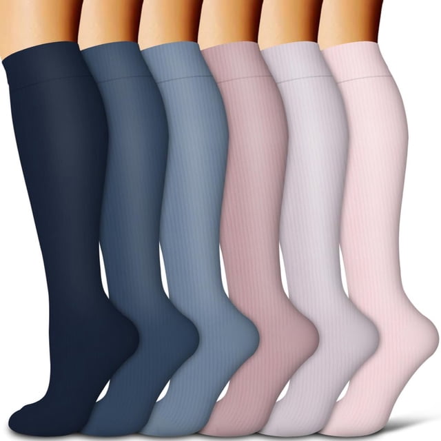 LOVEVER 6 Paires Bas de Compression pour Femmes et Hommes - Idéal pour la Circulation Course Athlétique Récupération Infirmière Voyage