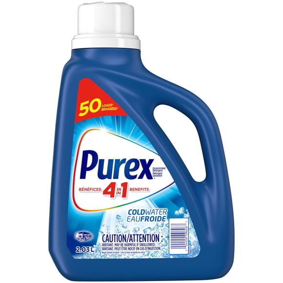 Purex 4 in 1 Concentrated Liquid Laundry Detergent, Cold Water, 2.03 Litres, 50 Wash Loads
