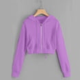thumbnail image 3 of Timegard Zip up Hoodies for Women Plus Size Cropped Sweatshirts Long Sleeve Shirts Pullover Solid Color, 3 of 5
