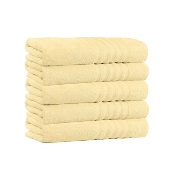 Ensembles de Serviettes de Bain 100 % Coton, Lot de 5 - Serviettes de Bain Sunny Yellow Surdimensionnées Extra Moelleuses et Absorbantes - 30 Pouces x 60 Pouces (Sunny Yellow)