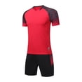 thumbnail image 2 of hengsof Ensemble de Maillot de Football à la Mode pour Enfants, Haut à Manches Courtes Col Ras du Cou, Short à Taille Élastique Tenue de Sport, Confortable Respirant Absorbant la Sueur Séchage Rapide Uniforme de Sport Deux Pièces, 2 of 4