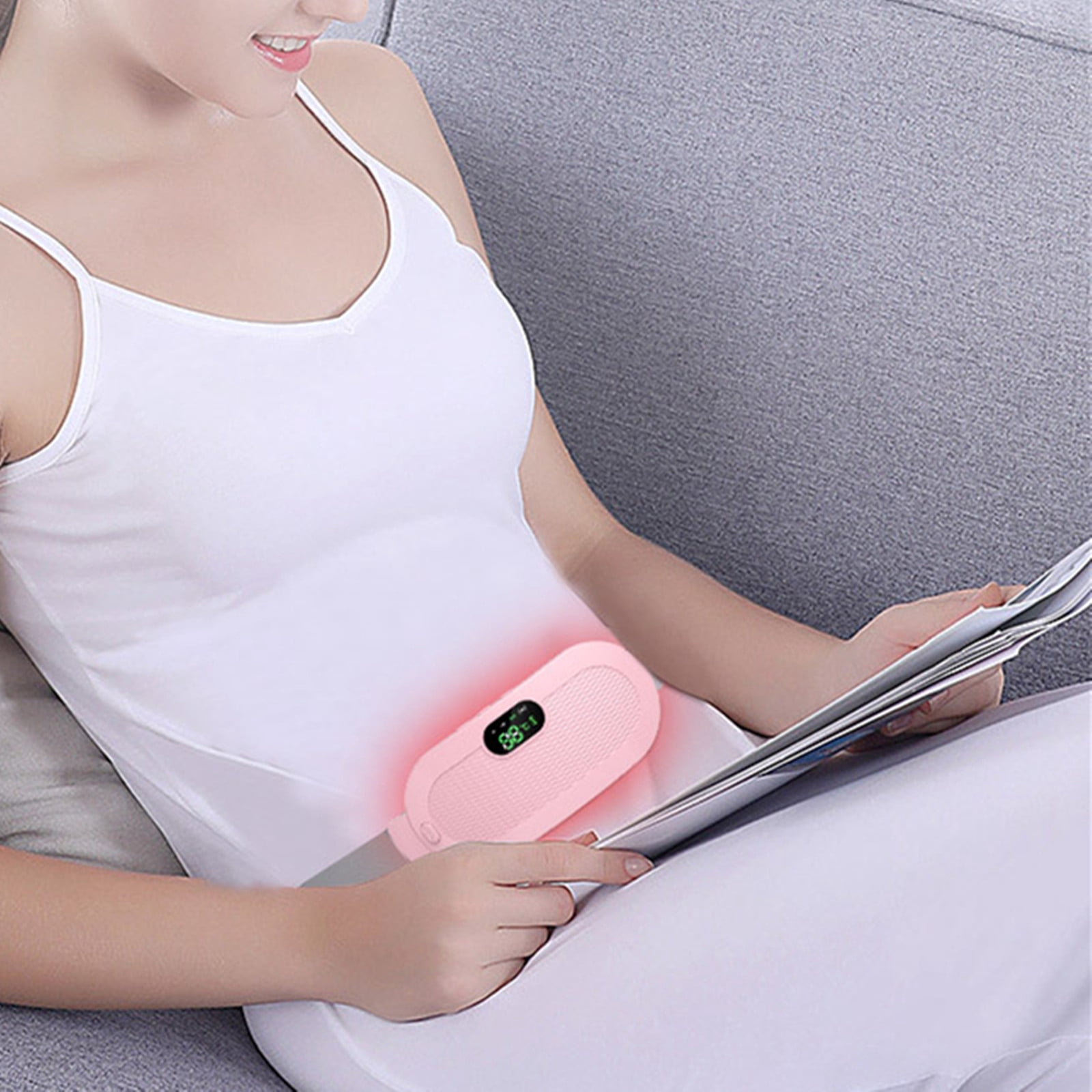 Dvkptbk Portable Cordless Heating Pad, Electric Heating Pad for Back Pain with 5 Heat Levels & 4 Vibration Massage Modes, Fast Heating Belly Wrap Belt, Menstrual Heating Pad for Womens and Girls